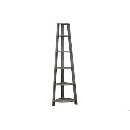 Homeroots 72 in. Dark Taupe Particle BoardLaminate & MDF Corner Bookshelf 332853